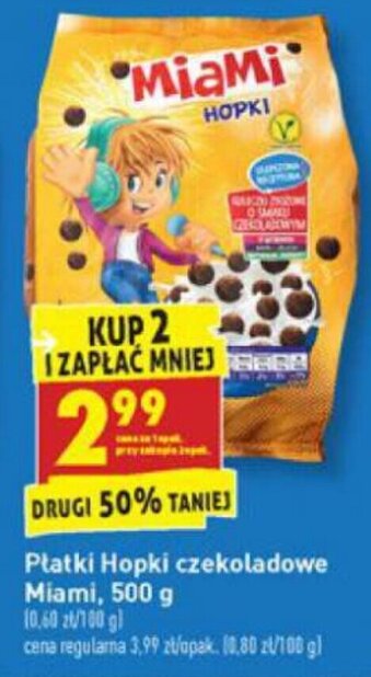 Biedronka Płatki Hopki czekoladowe Miami 500g oferta