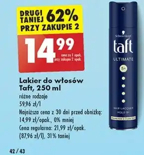 Biedronka Taft Ultimate Lakier do włosów 250 ml oferta