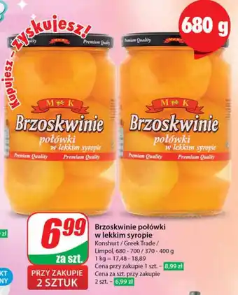 Dino Brzoskwinie połówki w lekkim syropie Konshurt/Greek Trade/Limpol 680-700/370-400 g oferta