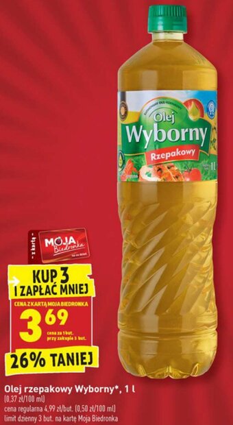 Biedronka Olej rzepakowy Wyborny 1l oferta