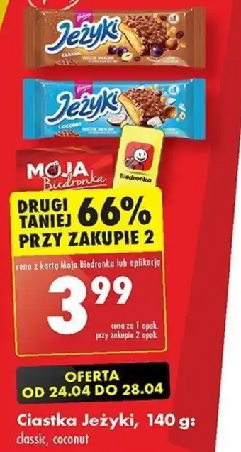 Biedronka Ciastka Jeżyki, 140 g oferta