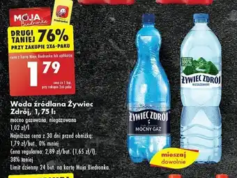 Biedronka Woda źródlana Żywiec Zdrój, 1,75 I oferta