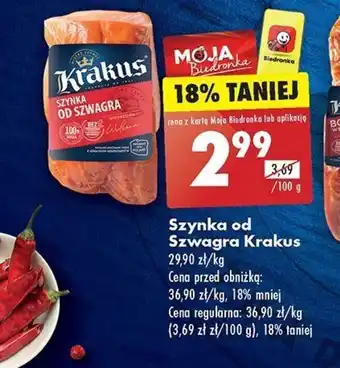 Biedronka Szynka od Szwagra Krakus 100 g oferta