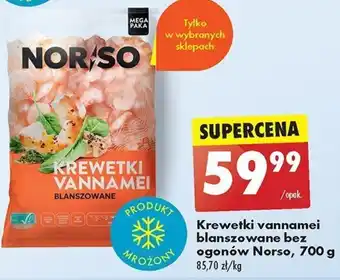 Biedronka Krewetki vannamei blanszowane bez ogonów Norso, 700 g oferta