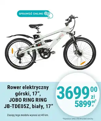 Biedronka Rower elektryczny górski, 17", JOBO RING RING JB-TDE05Z, biały, 17" oferta