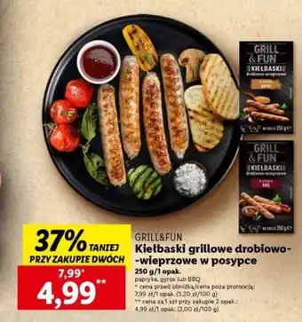 Lidl GRILL&FUN Kiełbaski grillowe drobiowo-wieprzowe w posypce 250 g oferta