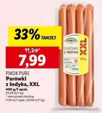 Lidl PIKOK PURE Parówki z indyka, XXL 400 g oferta