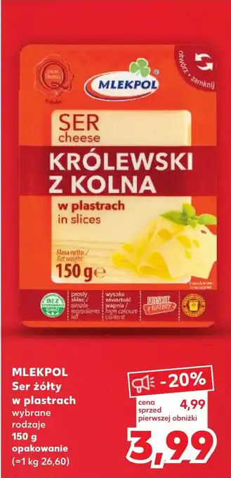 Kaufland MLEKPOL Ser żółty w plastrach 150 g oferta