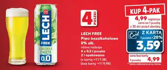 Kaufland LECH FREE Piwo bezalkoholowe 0% alk. 0,5 l oferta