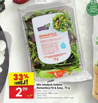 Twój Market Mix młodych listków Romantica Fit & Easy, 75 g oferta