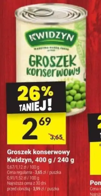 Twój Market Groszek konserwowy Kwidzyn, 400 g/240 g oferta