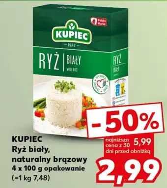 Kaufland KUPIEC Ryż biały, naturalny brązowy 4 x 100 g oferta