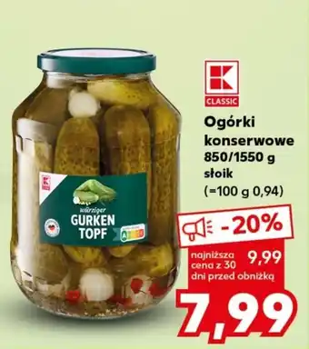 Kaufland Ogórki konserwowe 850/1550 g oferta