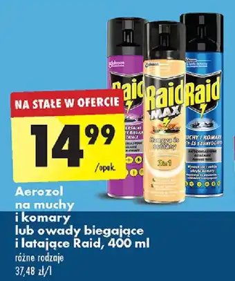 Biedronka Aerozol na muchy i komary lub owady biegające i latające Raid, 400 ml oferta