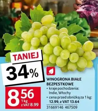 WINOGRONA BIAŁE BEZPESTKOWE