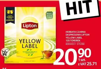 Selgros HERBATA CZARNA EKSPRESOWA LIPTON YELLOW LABEL 120 TOREBEK oferta