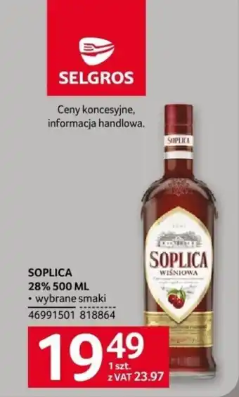 Selgros SOPLICA 28% 500 ML oferta