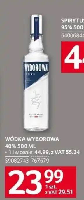 Selgros WÓDKA WYBOROWA 40% 500ML oferta