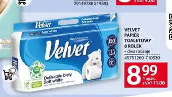 Selgros VELVET PAPIER TOALETOWY 8 ROLEK oferta