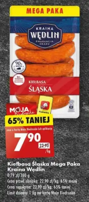 Biedronka Kiełbasa Śląska Mega Paka Kraina Wędlin 1kg oferta