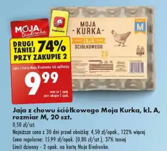 Biedronka Jaja z chowu ściółkowego Moja Kurka kl. A rozmiar M 20 szt. oferta