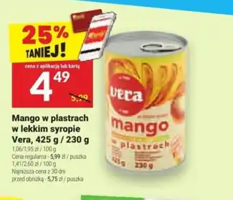 Twój Market Mango w plastrach w lekkim syropie Vera, 425 g / 230 g oferta