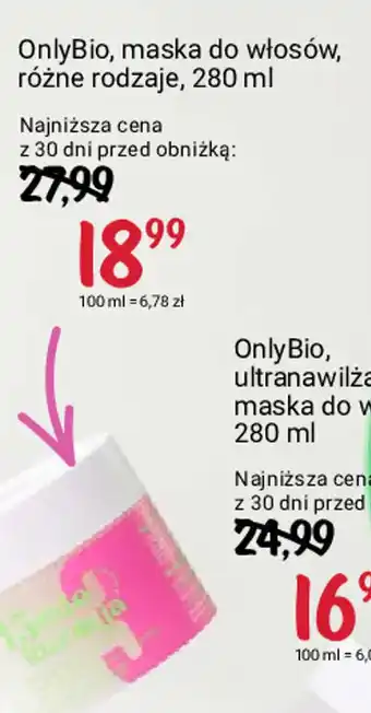 Rossmann OnlyBio, maska do włosów, 280 ml oferta