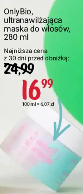 Rossmann Only Bio, ultranawilżająca maska do włosów, 280 ml oferta