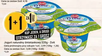 Hitpol Jogurt naturalny śmietankowy 220g - Zott 1+1 oferta