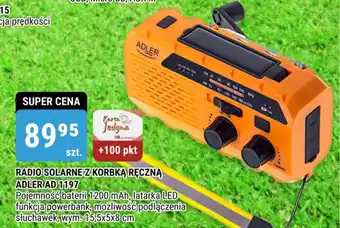 bi1 RADIO SOLARNE Z KORBKĄ RĘCZNĄ ADLER AD 1197 oferta