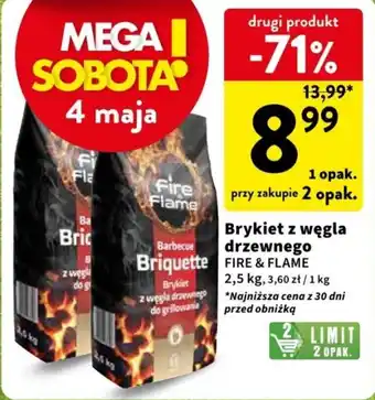 Intermarche Brykiet z węgla drzewnego FIRE & FLAME 2,5kg oferta