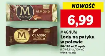 Lidl MAGNUM Lody na patyku w polewie 80-120ml oferta