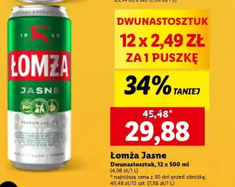 Lidl Łomża Jasne 12x500ml oferta