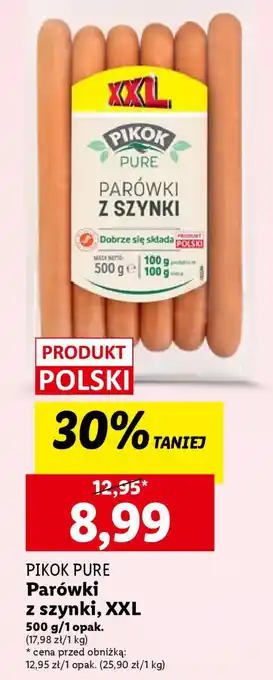 Lidl PIKOK PURE Parówki z szynki 500g oferta