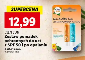 Lidl CIEN SUN Zestaw pomadek ochronnych do ust z SPF 50 i po opalaniu 2szt. oferta