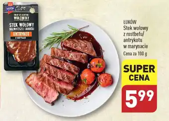 ALDI ŁUKÓW Stek wołowy z rostbefu/ antrykotu w marynacie 100 g oferta