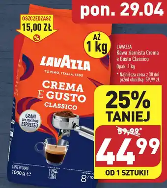 ALDI LAVAZZA Kawa ziarnista Crema e Gusto Classico 1 kg oferta