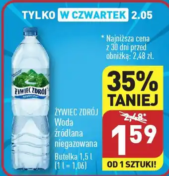 ALDI ŻYWIEC ZDRÓJ Woda źródlana niegazowana 1,5l oferta