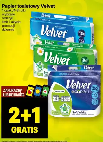 Delikatesy Centrum Papier toaletowy Velvet 4-8 rolki oferta