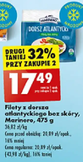 Biedronka Filety z dorsza atlantyckiego bez skóry, Marinero, 475 g oferta