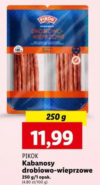 Lidl PIKOK Kabanosy drobiowo wieprzowe 250g oferta