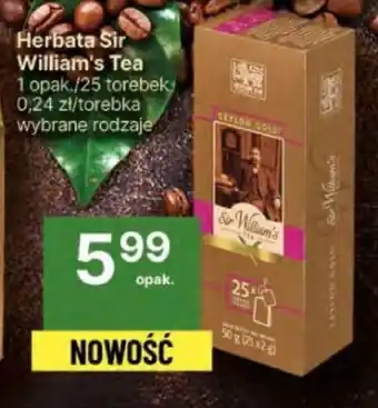 Delikatesy Centrum Herbata Sir William's Tea 25 torebek oferta