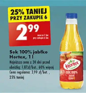 Biedronka Sok 100% jabłko Hortex, 1L oferta