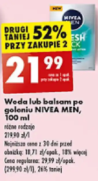 Biedronka Woda lub balsam po goleniu NIVEA MEN, 100 ml oferta