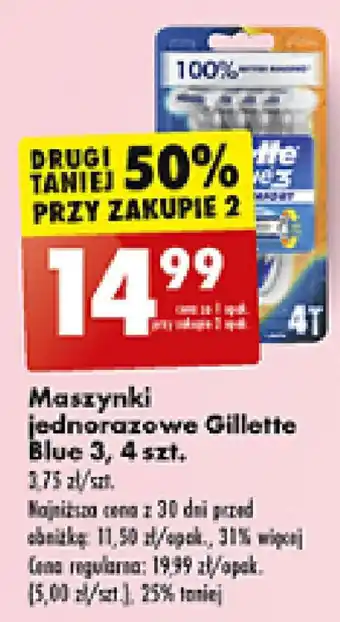 Biedronka Maszynki jednorazowe Gillette Blue 3, 4 szt. oferta