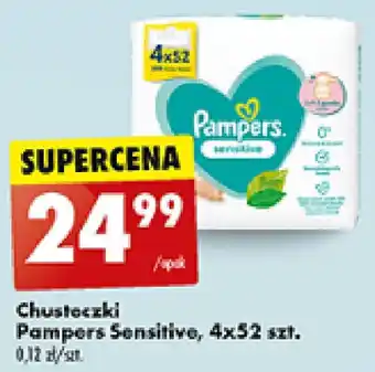 Biedronka Chusteczki Pampers Sensitive, 4x52 szt. oferta