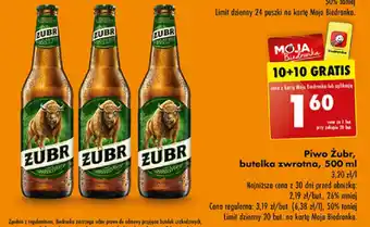 Biedronka Piwo Żubr, butelka zwrotna, 500 ml oferta