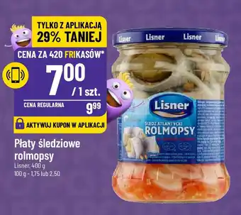 Polomarket Płaty śledziowe rolmopsy Lisner 400 g oferta