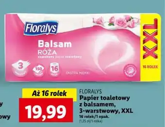 Lidl FLORALYS Papier toaletowy z balsamem 3-warstwowy XXL 16 rolek oferta