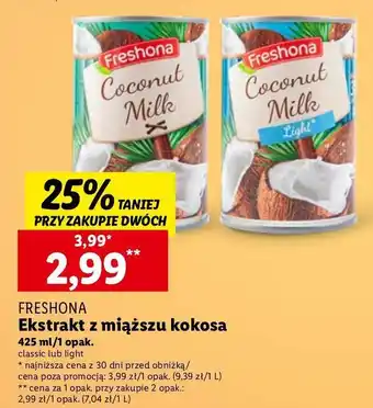 Lidl Mleczko kokosowe light Freshona oferta